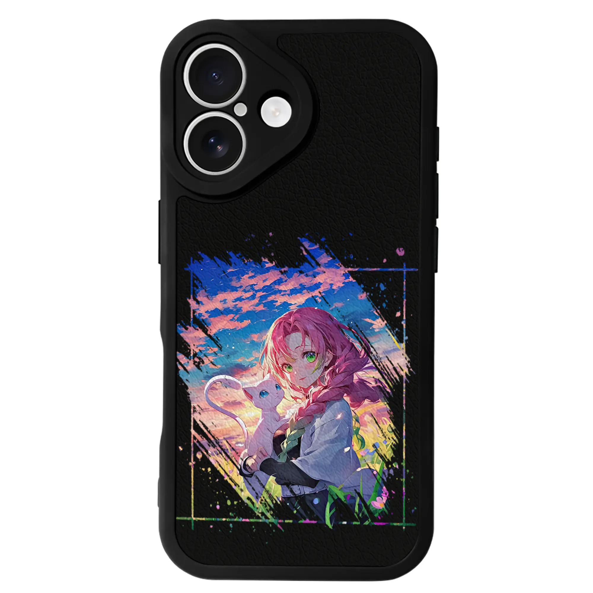 鬼滅の刃 グッズ,甘露寺 蜜璃 - IPhone 16シリーズ対応 ・ シリコンスマホケース ・ レザー調 ・ 高精度フィット ・ 耐衝撃 ・ ワイヤレス充電対応 ・ 精密カット